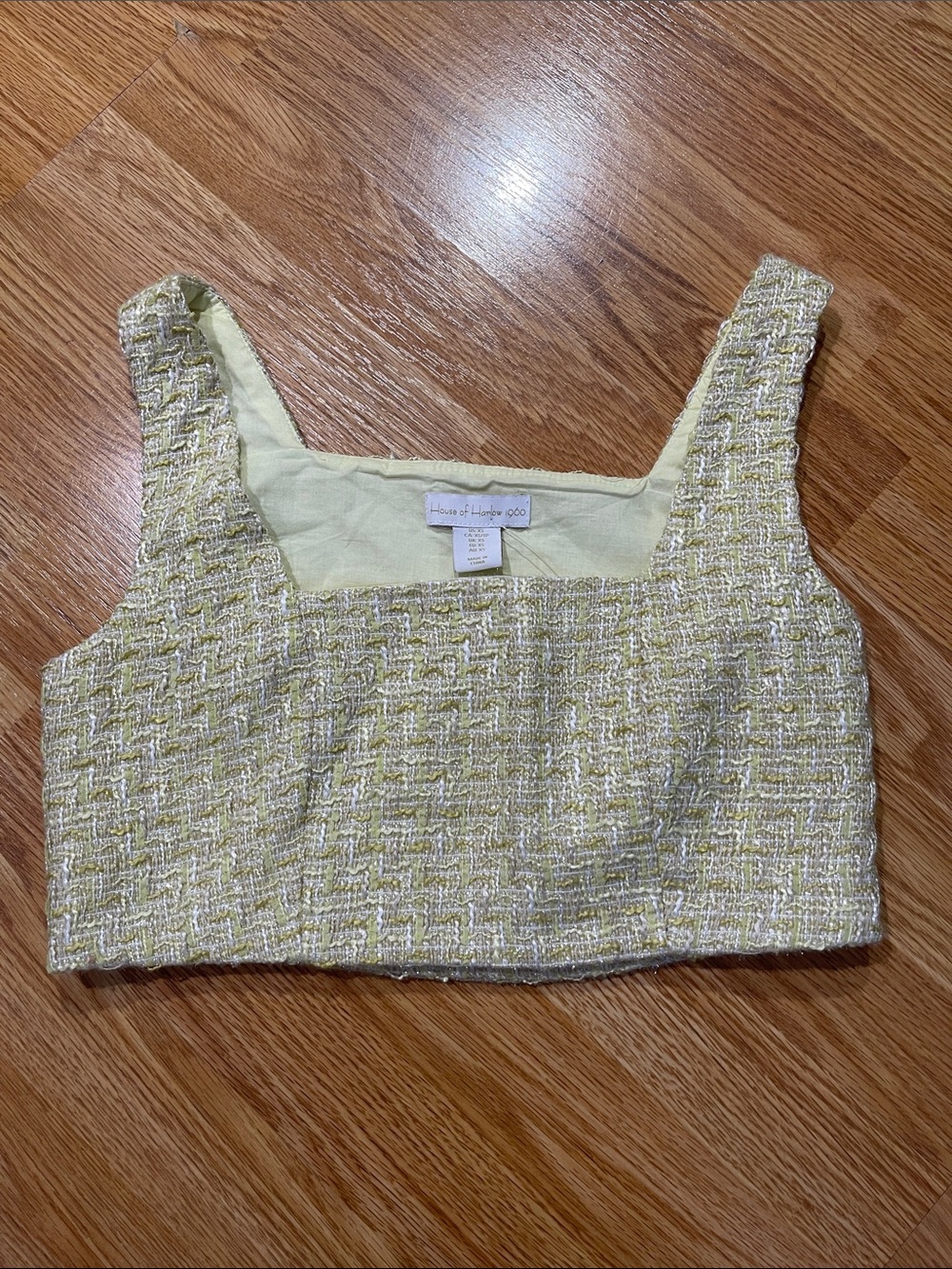 House of Harlow 1960 Pale Yellow Tweed Cropped Top